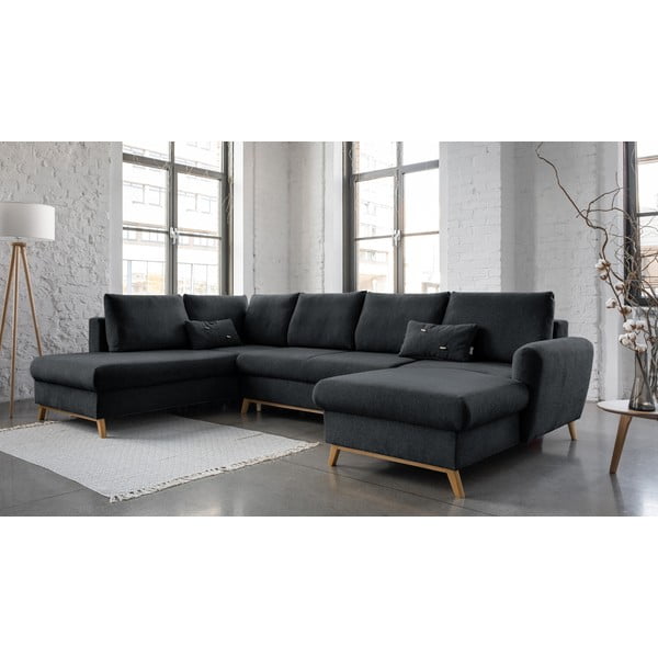 Ciemnoszara rozkładana sofa w kształcie litery "U" Miuform Scandic Lagom, lewostronna-image-3