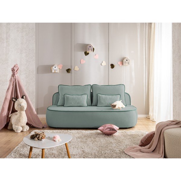 Morska/szaroniebieska aksamitna rozkładana/ze schowkiem sofa dla dzieci 210 cm Saga – Ropez-image-3
