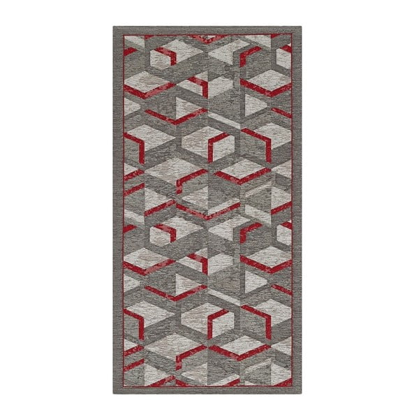 Szaro-czerwony chodnik Floorita Hypnotik, 55x280 cm