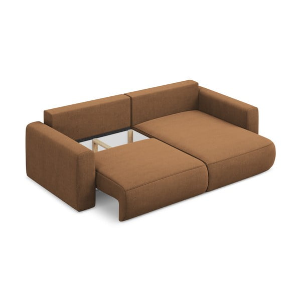 Rozkładany/ze schowkiem narożnik (prawostronny/z szezlongiem) w kolorze terakoty Kapua – Makamii-image-4