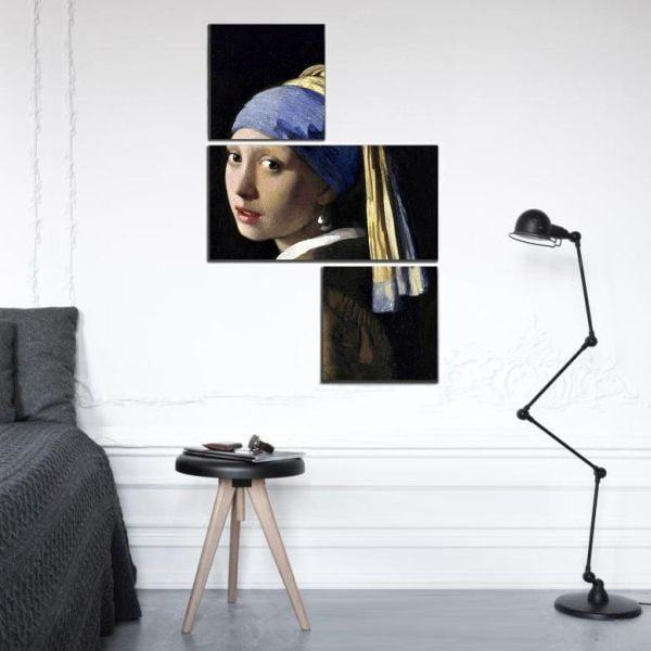 Trzyczęściowy obraz Asymetric Pearl Earring, 60x90 cm