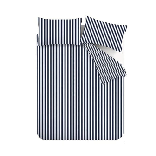 Ciemnoniebieska flanelowa pościel dwuosobowa 230x220 cm Stripe – Catherine Lansfield