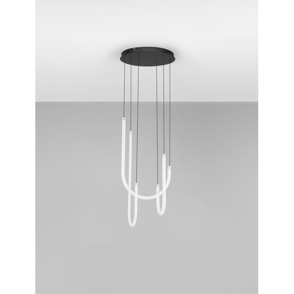 Biała/w kolorze matowej czerni stalowa lampa wisząca LED ze ściemniaczem z kloszem ze szkła akrylowego ø 41 cm Topaz – Nova Luce-image-3