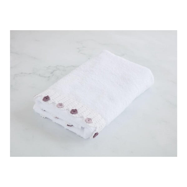 Biały bawełniany ręcznik do rąk Flower, 50x76 cm
