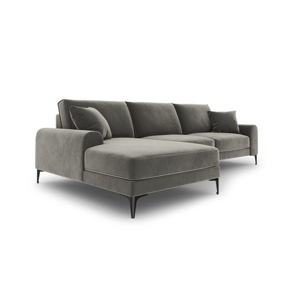 Jasnoszary aksamitny narożnik Mazzini Sofas Madara, lewostronny-image-4