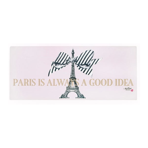 Metalowa tablica dekoracyjna Miss Étoile Paris Rose, 13x30 cm