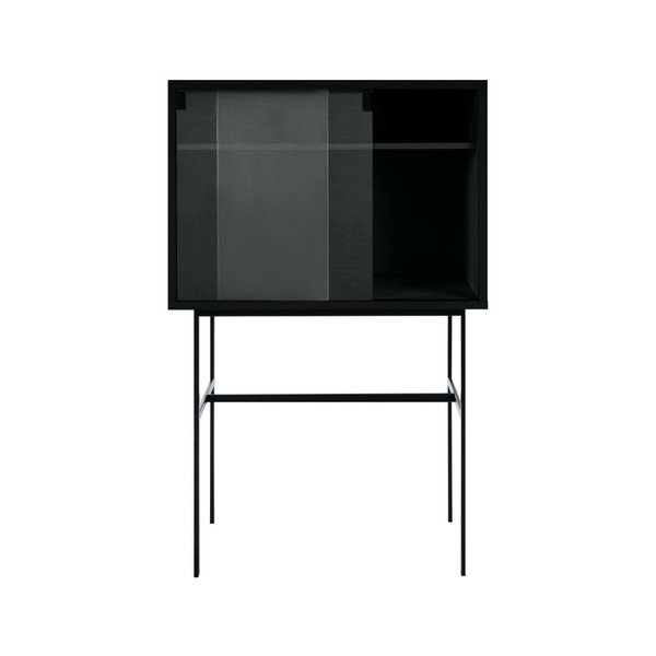 Czarna witryna z drzwiami przesuwnymi 70x109x40 cm Lekko – noo.ma-image-2