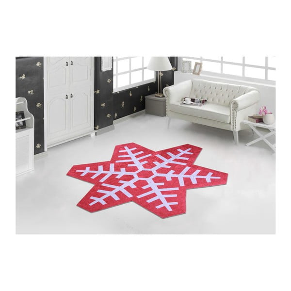 Czerwono-biały dywan Vitaus Snowflake Special, 80x80cm