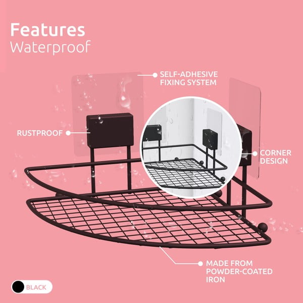 Samoprzyczepna narożna półka łazienkowa Compactor Magic Bath-image-1