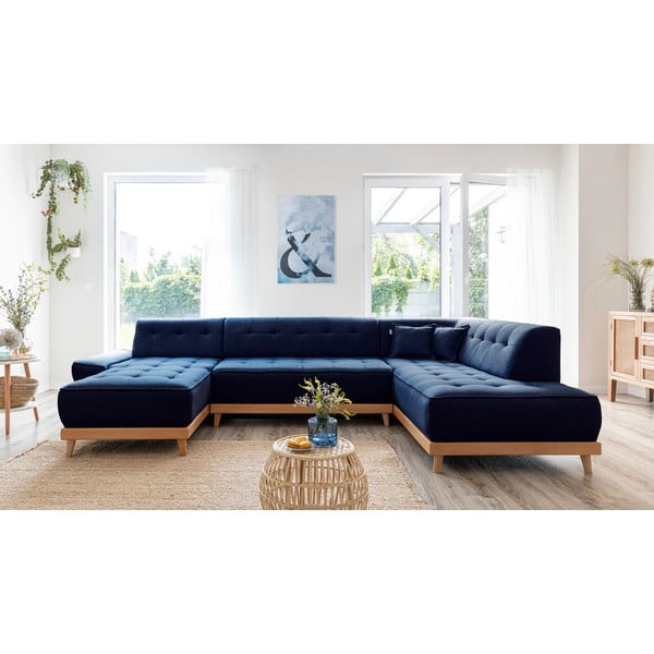 Granatowa rozkładana sofa w kształcie litery "U" Miuform Dazzling Daisy, prawostronna-image-1