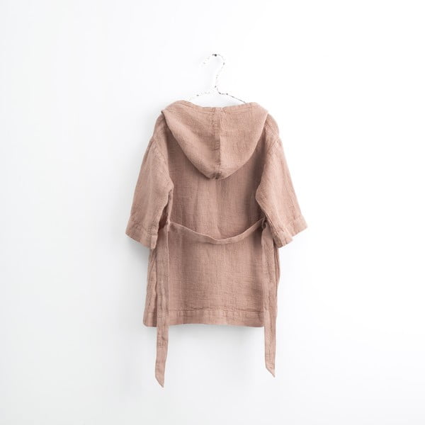 Dziecięcy pomarańczowy lniany szlafrok Linen Tales Nature, vel. 122-128-image-2