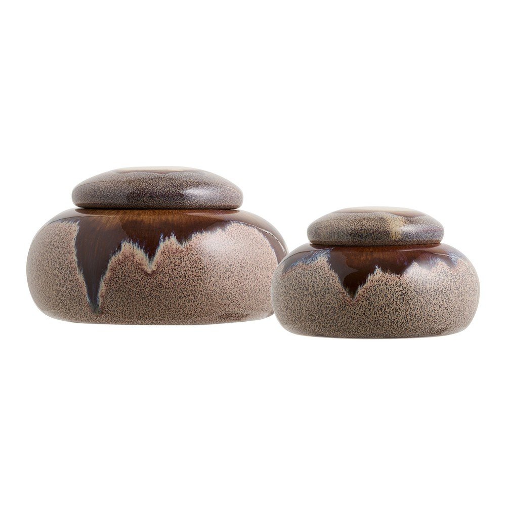 Brązowe ceramiczne pojemniki dekoracyjne zestaw 2 szt. ø 15x8,5 cm – House Nordic (zdjęcie 8)