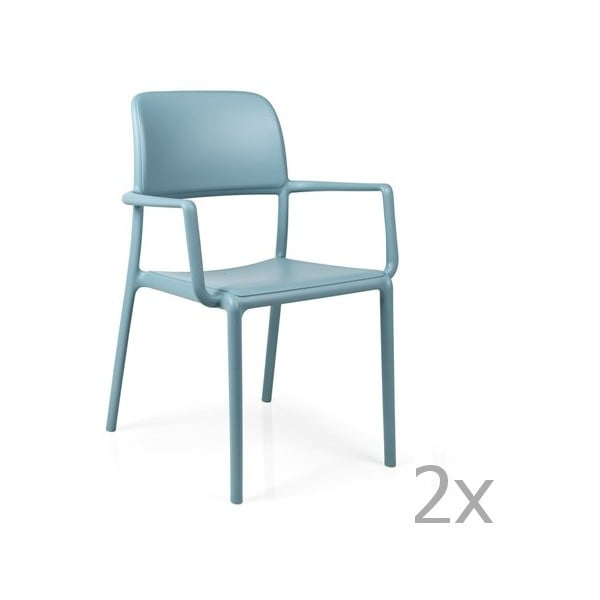 Zestaw 2 niebieskich krzeseł ogrodowych Nardi Riva