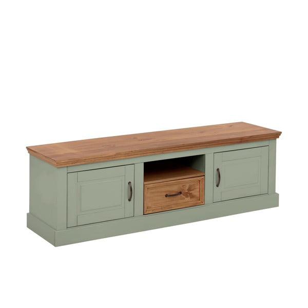 Jasnozielona szafka pod TV z litego drewna sosnowego 160x50 cm Selma – Støraa-image-2