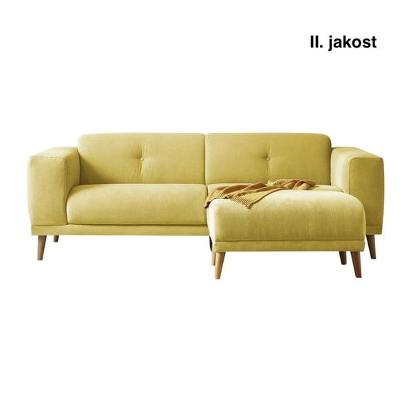 (II. jakość) Żółta sofa z podnóżkiem Bobochic Paris Luna
