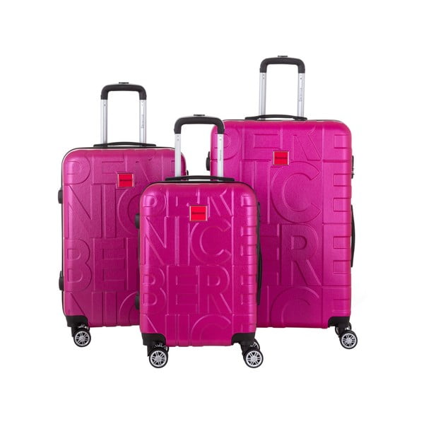 Zestaw 3 różowych walizek Berenice Typo