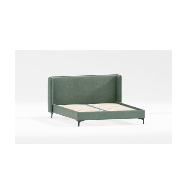 Zielone tapicerowane łóżko dwuosobowe ze stelażem 160x200 cm Basti – Ropez