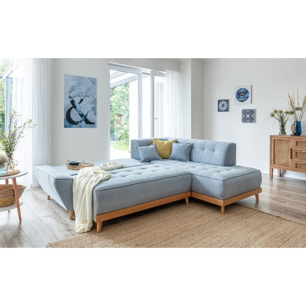 Jasnoniebieski rozkładany narożnik Miuform Dazzling Daisy L, prawostronny-image-4