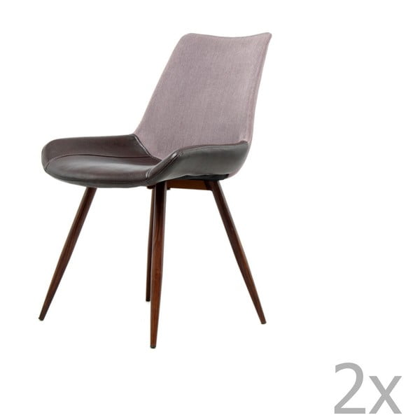 Komplet 2 fioletowo-brązowych krzeseł 360 Living Brando