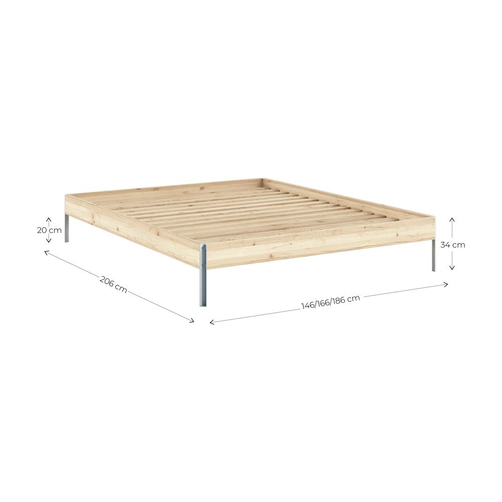 Łóżko dwuosobowe z litego drewna sosnowego bez zagłówka ze stelażem 160x200 cm w naturalnym kolorze Core – Karup Design (zdjęcie 8)
