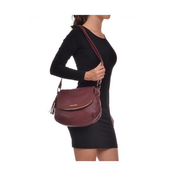 Bordowa skórzana torebka typu crossbody Isabella Rhea Martín-image-1