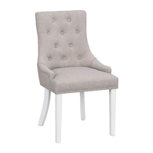 Jasnoszare tapicerowane krzesło do jadalni z białymi nogami Rowico Vicky