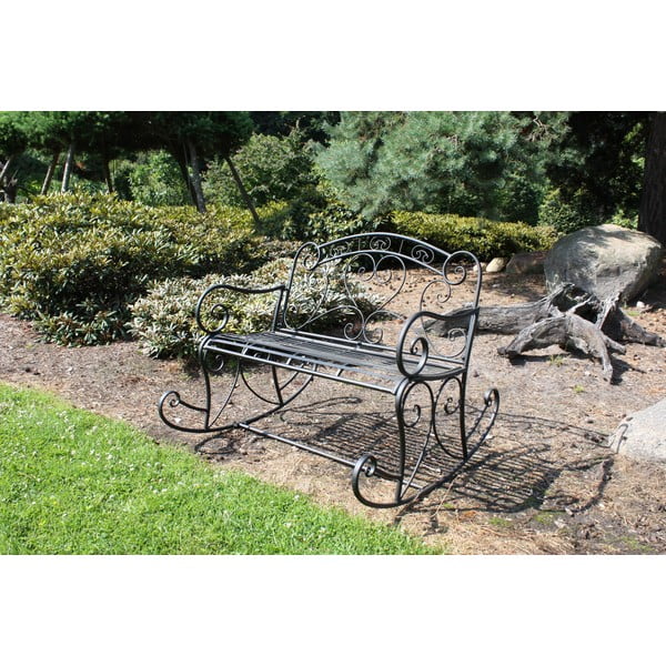 Czarna metalowa ławka ogrodowa Dares – Garden Pleasure-image-2