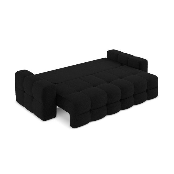 Czarna rozkładana sofa z materiału bouclé 255 cm Milu – Makamii-image-3