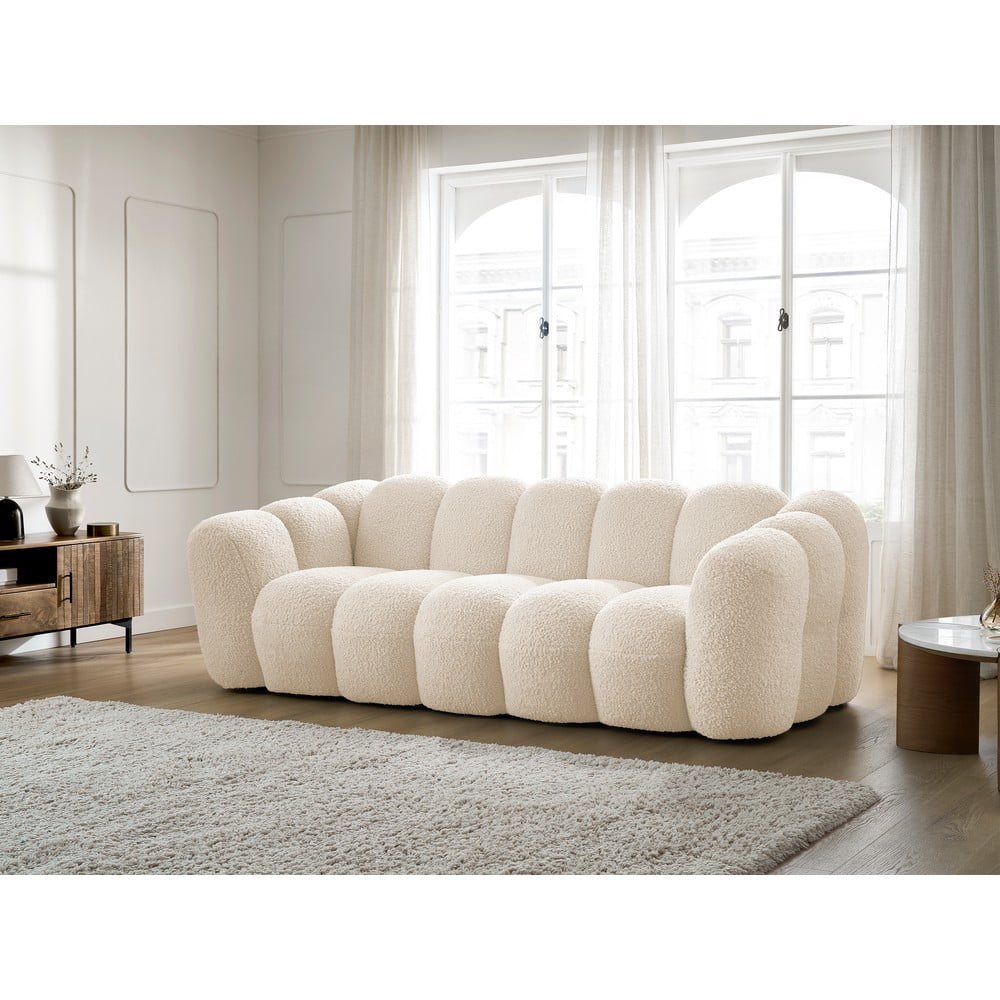 Beżowa sofa z materiału bouclé 232 cm Hippolyte – Bobochic Paris (zdjęcie 6)