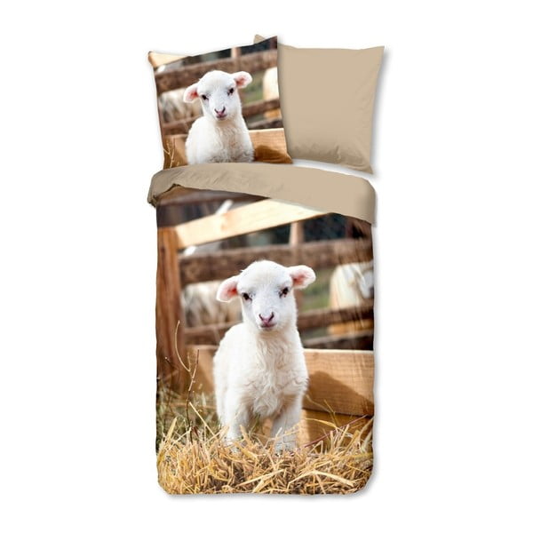 Dziecięca pościel jednoosobowa z czystej bawełny Muller Textiels Lamb, 135x200 cm
