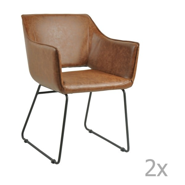 Zestaw 2 brązowych krzeseł Steel