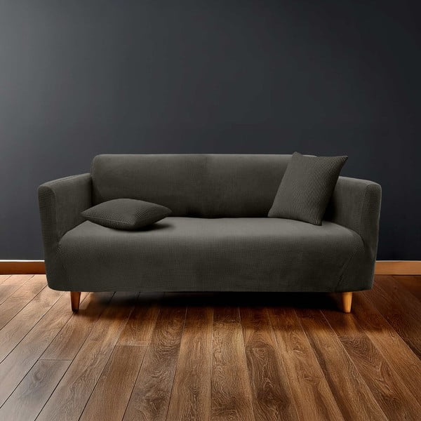 Antracytowy elastyczny pokrowiec na sofę 3-osobowy Sacha – douceur d'intérieur