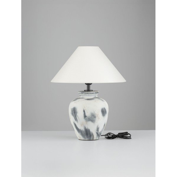 Biała/szara lampa stołowa ceramiczna z tekstylnym kloszem (wysokość 55 cm) Lupe – Nova Luce-image-2