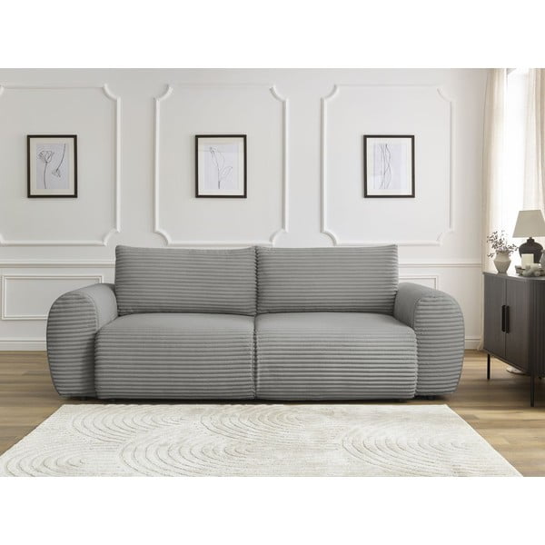 Ciemnoszara sztruksowa rozkładana sofa 257 cm Lucien – Bobochic Paris-image-1