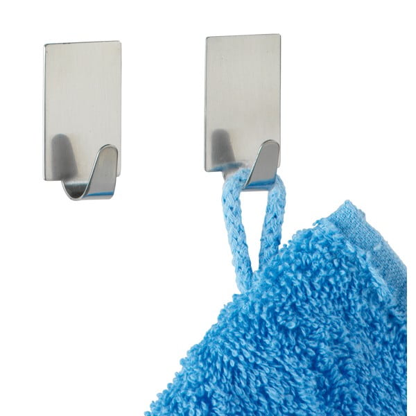 Zestaw 4 samoprzyczepnych haczyków ze stali nierdzewnej Wenko Square-image-1