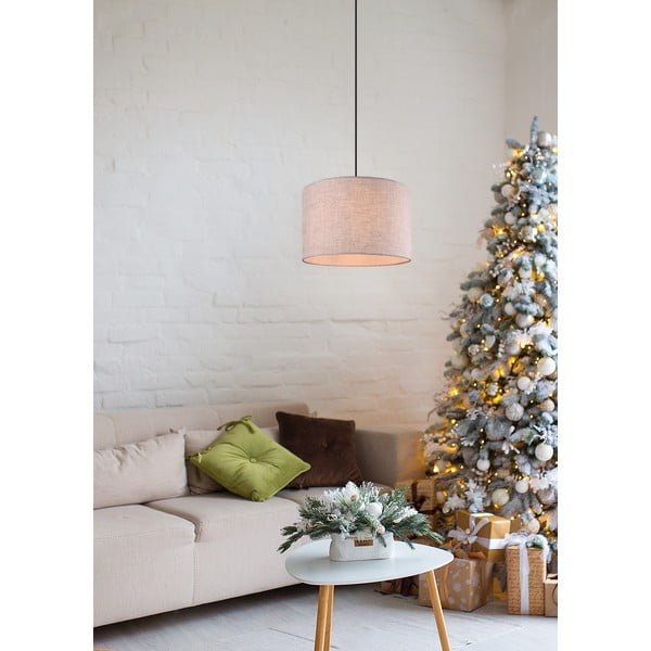 Beżowa lampa wisząca z tekstylnym kloszem ø 35 cm Elmau – Trio-image-1