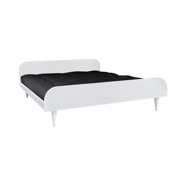 Łóżko dwuosobowe z drewna sosnowego z materacem Karup Design Twist Comfort Mat White/Black, 140x200 cm