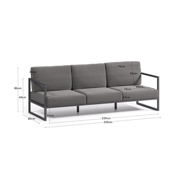 Ciemnoszara aluminiowa sofa ogrodowa Comova – Kave Home-image-2