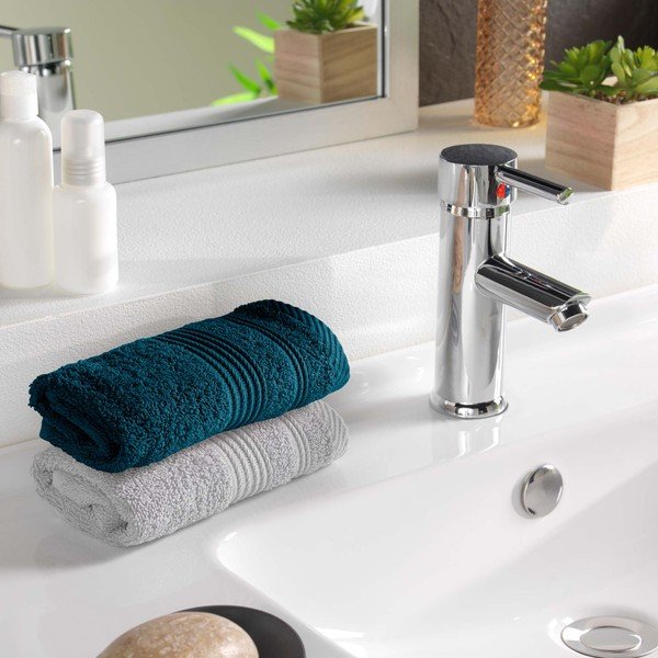 Ciemnoniebieski bawełniany ręcznik frotte 30x50 cm Tendresse – douceur d'intérieur-image-1