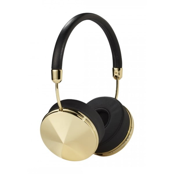 Czarne słuchawki z odpinanym kablem z detalami w złotej barwie Frends Taylor Wireless