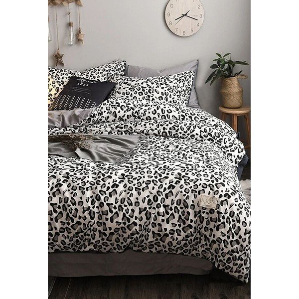 Biało-szara bawełniana pościel dwuosobowa z prześcieradłem 200x220 cm – Mila Home