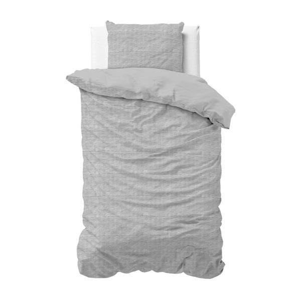 Szara bawełniana jednoosobowa pościel Sleeptime, 140x220 cm