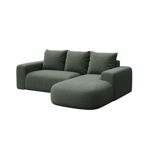 Zielony narożnik z materiału bouclé (prawostronny/z szezlongiem) Monce – Rodier-image-2