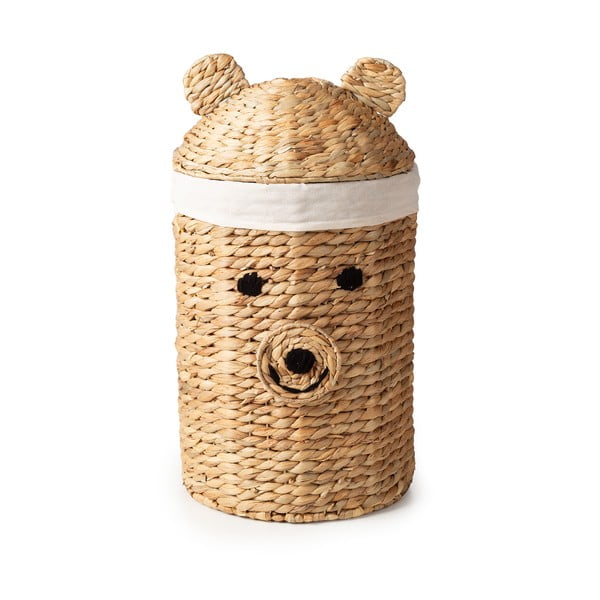 Dziecięcy kosz na zabawki z hiacyntu wodnego w naturalnym kolorze ø 30x56 cm Bear – Compactor