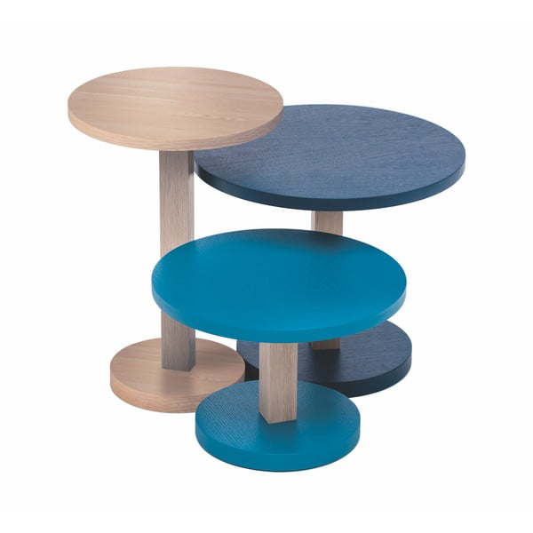 Zestaw 3 stolików z drewna dębowego Another Brand Tavollini Turquoise