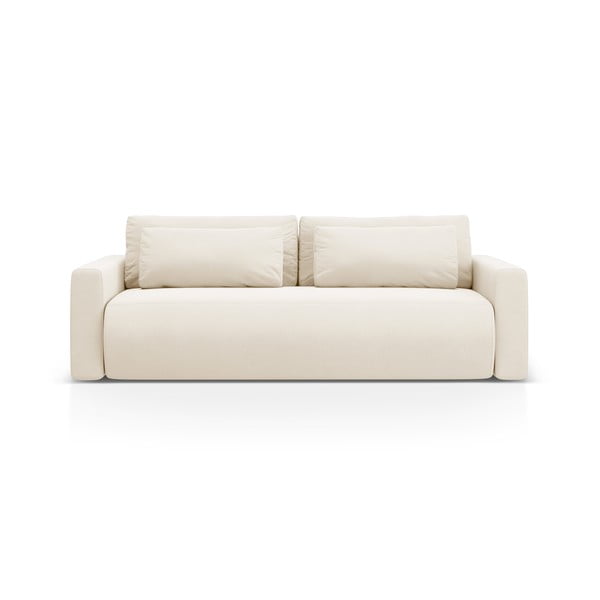 Beżowa aksamitna rozkładana sofa ze schowkiem 238 cm Belfast – Cosmopolitan Design