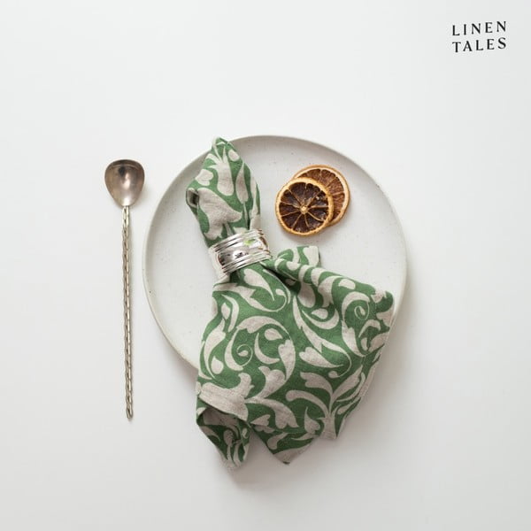 Serwetka lniana 40x40 cm Evergreen Damask – Linen Tales-image-1