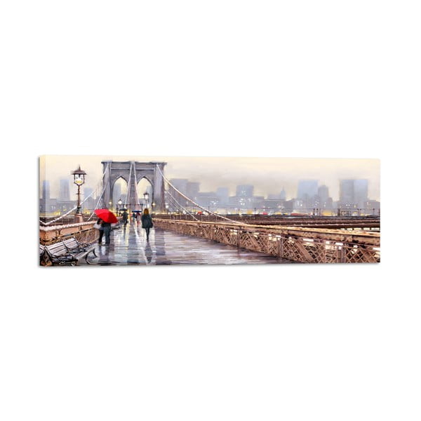 Obraz Styler Canvas Watercolor New York Bridge, 45x140 cm