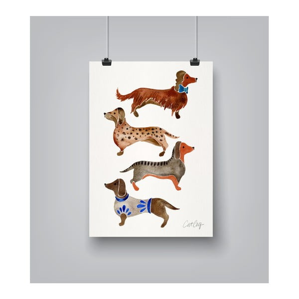 Plakat Americanflat Dachshunds by Cat Coquillette, 30x42 cm