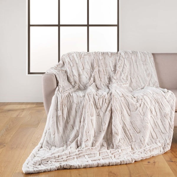 Beżowy koc z mikropluszu 180x220 cm Lynx – douceur d'intérieur-image-1